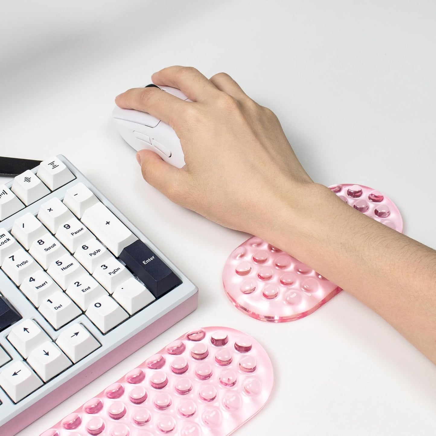 Ergonomic Gel Keyboard and Mouse Wrist Rest Set – Pink Wrist Rest for Computer Keyboard 75% 80%, Comfort & Support for Typing and Gaming
