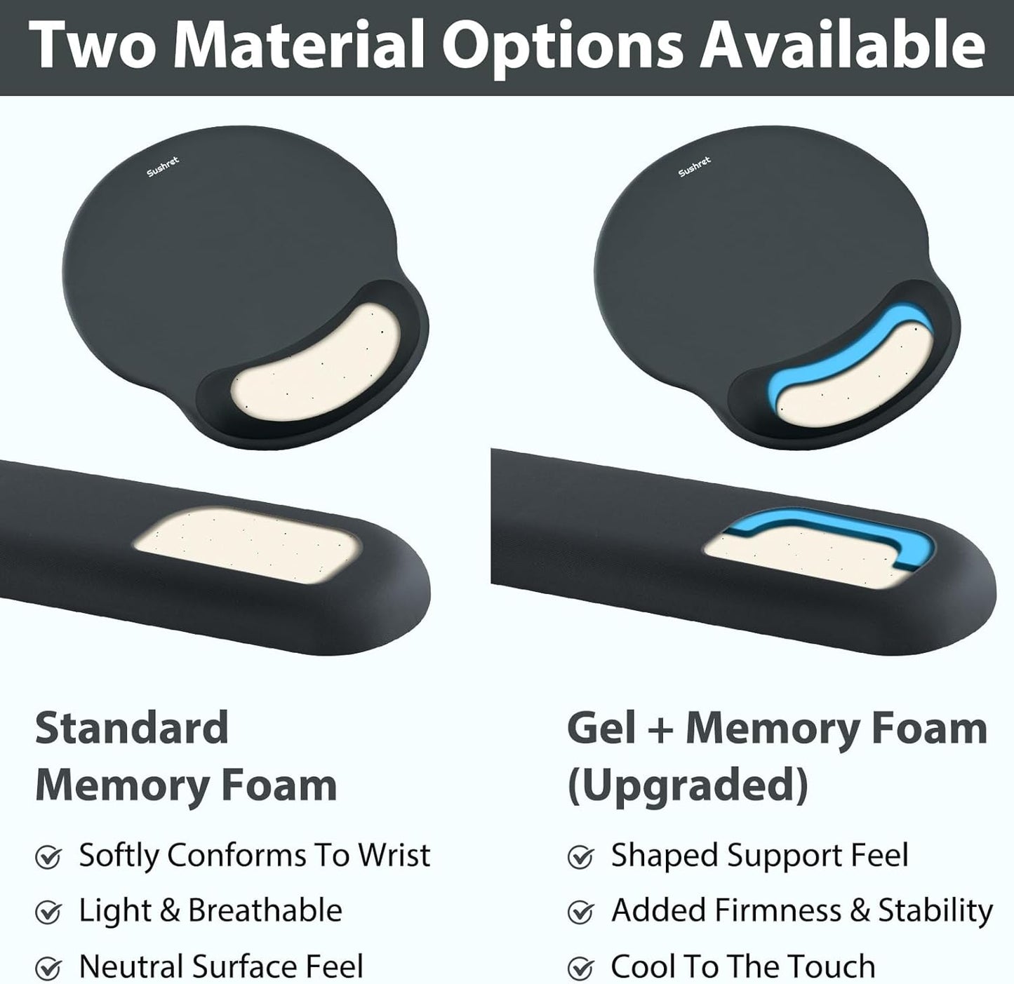 Sushret Mouse Pad and Keyboard Wrist Rest, 3-in-1 Gel Memory Foam Ergonomic Mouse Pad with Wrist Rest Set,Gaming Mousepad Arm Cushion Support for Computer Office Desk Accessories Cute Setup,Sage Green