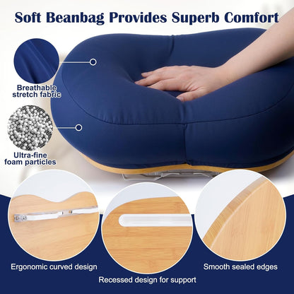 Lap Desk XL Beanbag Book Stand –Book Holder for Reading in Bed Hands Free Reading Pillow,Laptop Desk Tablet 400g Weight for Enhanced Stability – Gift for Book Lovers (Blue, Large)