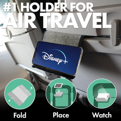 Flight Flap Airplane Phone Holder, Flexible Cell Phone Holder, Folding Cellphone Stand for Desk, Bed, Office, Treadmill - Airplane Gadgets for Long Travel Accessories - Plane Essentials (Silicone)