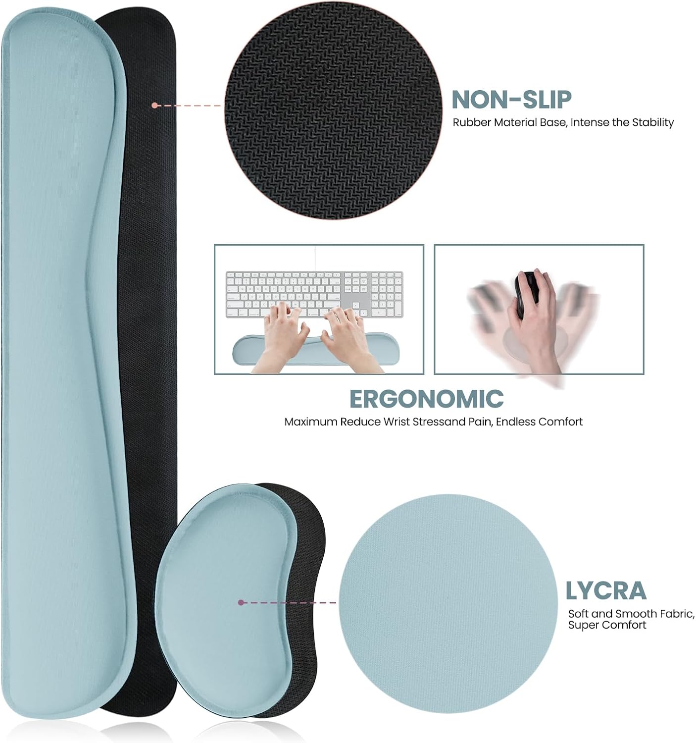 Mouse Pad and Keyboard Wrist Rest, 3-in-1 Large Keyboard and Mouse Pad Set, Ergonomic Wrist Rest for Computer Keyboards, Non-Slip Desk Mat Protector for Women (Purple Pink, 31.5" X 15.7")