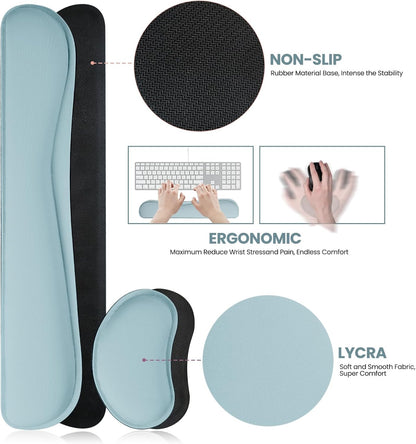 Mouse Pad and Keyboard Wrist Rest, 3-in-1 Large Keyboard and Mouse Pad Set, Ergonomic Wrist Rest for Computer Keyboards, Non-Slip Desk Mat Protector for Women (Purple Pink, 31.5" X 15.7")