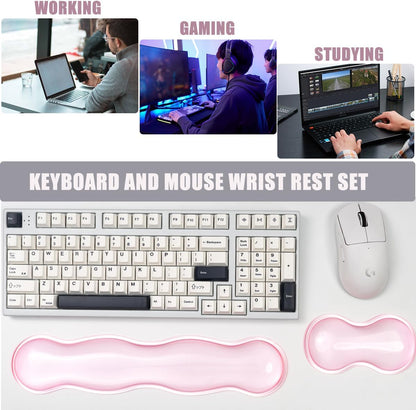 Clear Gel Wrist Rest for Keyboard and Mouse, Green Silicone Mouse Wrist Rest Set, Cute Ergonomic Wrist Rest for Keyboard 60%/75%(Green)