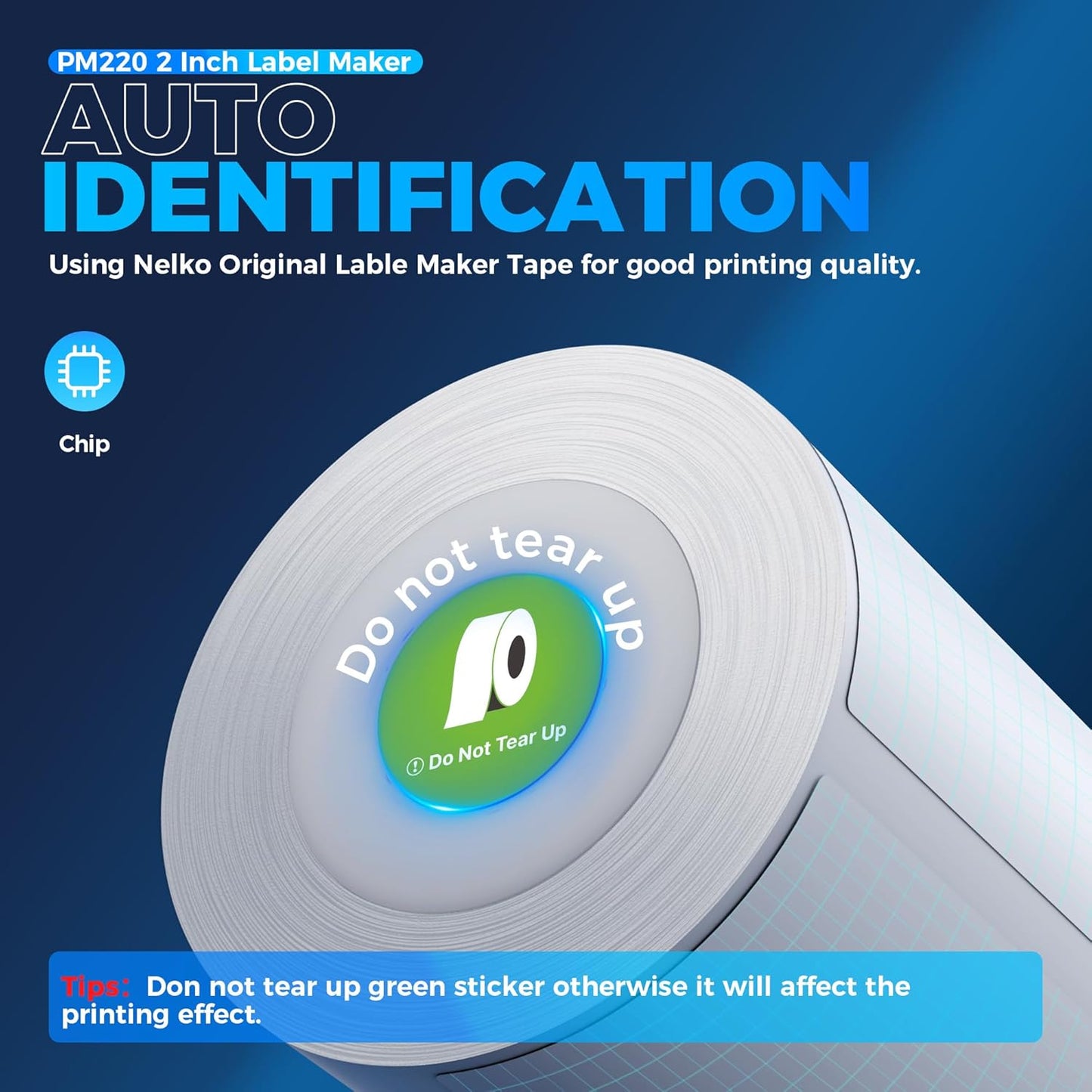 Nelko Label Maker Machine with Tape, PM220 Bluetooth Label Printer, 2 Inch Portable Thermal Printer for Small Business, Address, Logo, Clothing, Smart AI APP for iOS, Android & PC, White