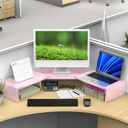 Dual Monitor Stand for Desk, Metal Computer Stand, Desk Shelf Riser,Desktop Organizer for Home and Office Use (Black)