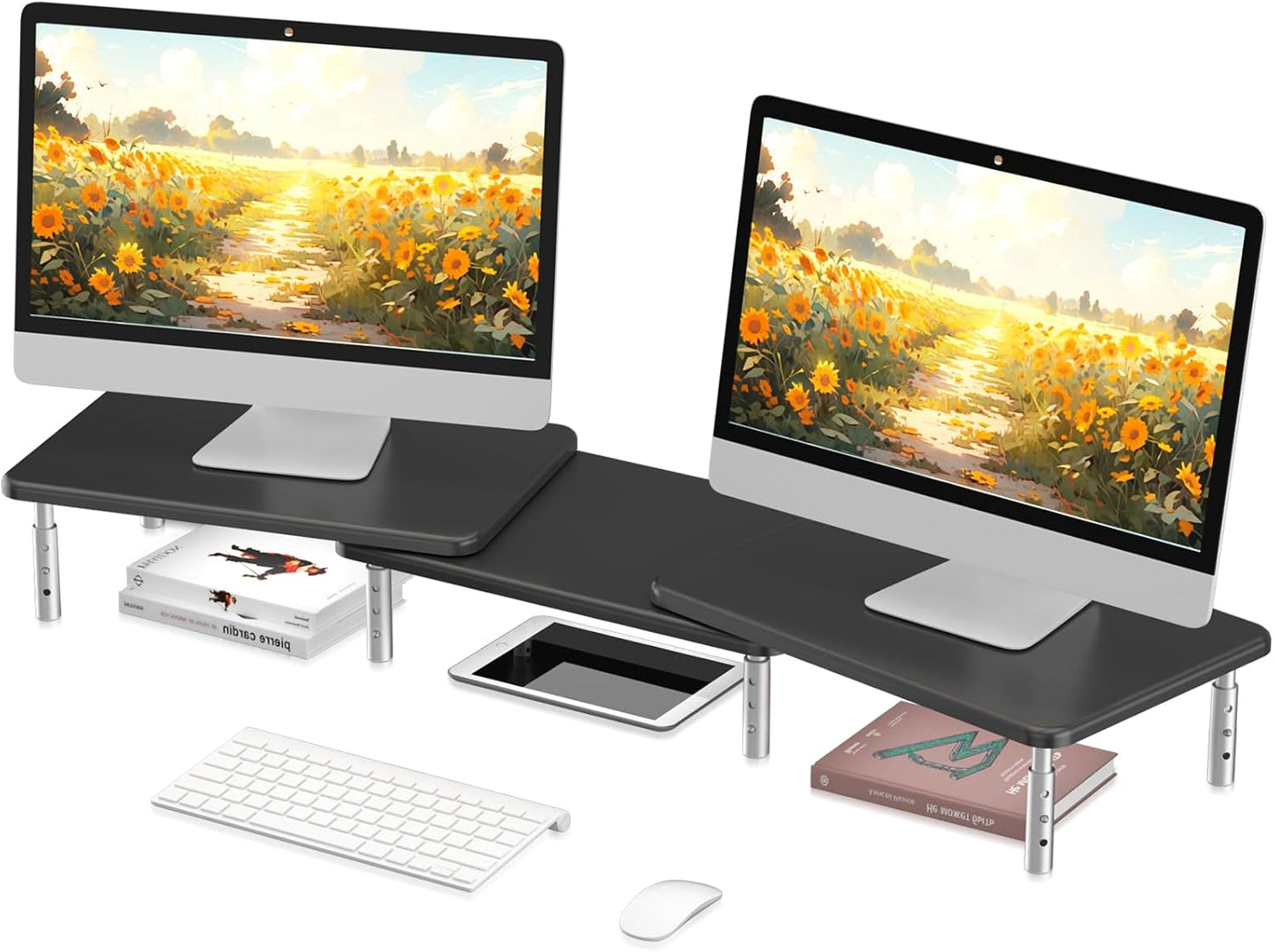 suptek Computer Monitor Stand Riser,Monitor Riser for Laptop, Printer, Notebook and All Flat Screen TV Display with Vented Platform,3 Height Adjustable Laptop Riser,1 Pack,Black(MST003)