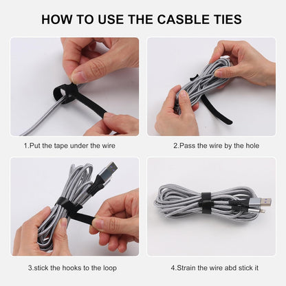 Nettbe 60 PCS 6 Inches Reusable Cable Ties, Adjustable Cord Straps Wire Organizer Cord Wrap and Hook Loop Cable Management