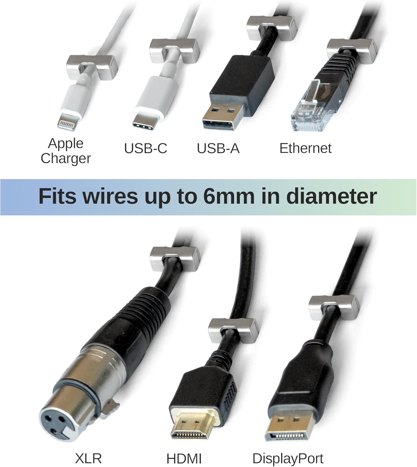 Magnetic Cord Holder, Heavy Duty Neodymium Magnets for Cord Management (10-Pack, Silver) No Adhesives or Cable Ties, Reusable Desk Cable Organizers