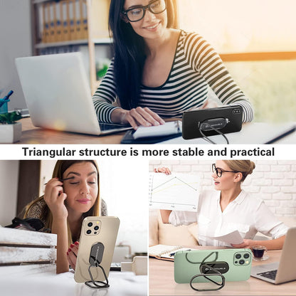 Foldable Cell Phone Stand for Desk, Adjustable Cellphone Ring Holder Finger Kickstand for Office Desktop & Magnetic Car Mount, Rotatable Multi-Angle Hand Grip for iPhone 16 15 Smartphones Back Case