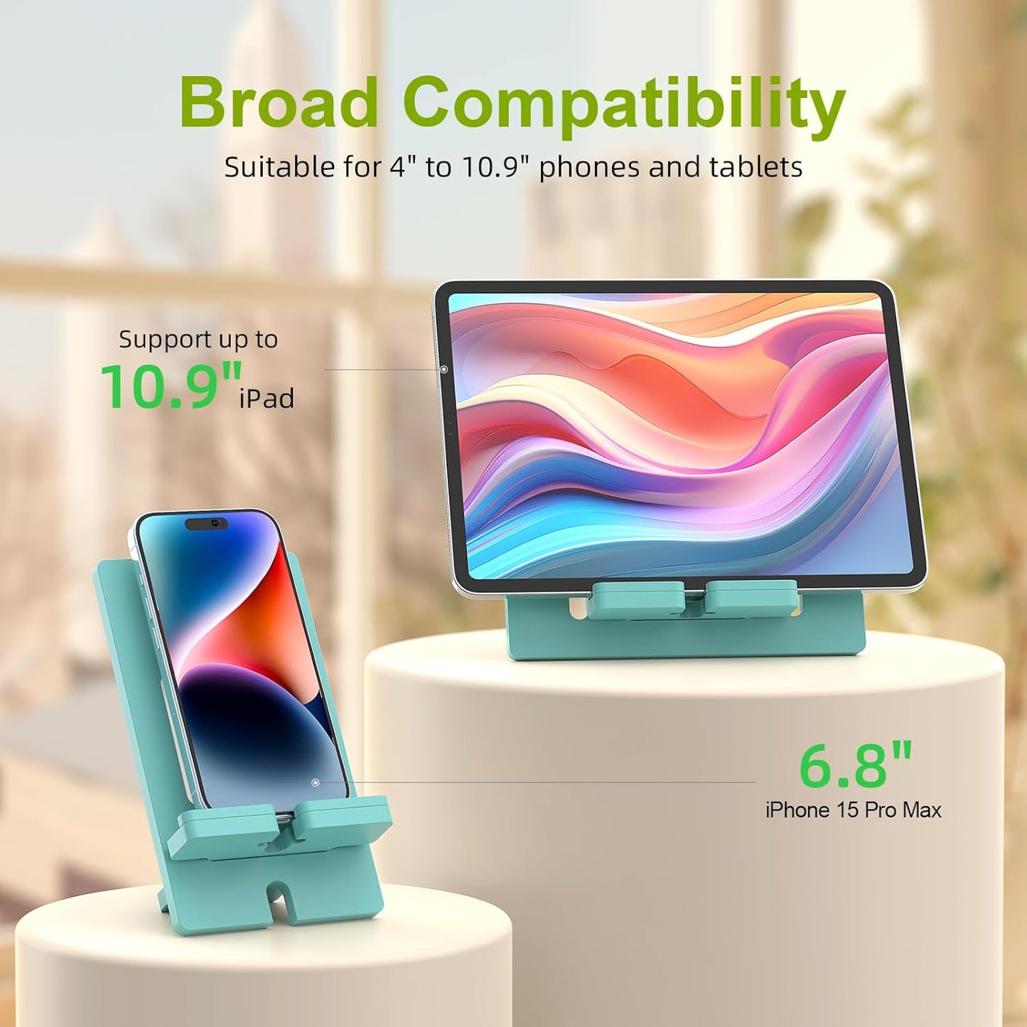 Pezin & Hulin Cell Phone Tablet Stand, Bamboo Wooden Smart Phone Desktop Charging Dock Holder Compatible with Pad, 8 Plus X XS Max XR, All Android Cellphone, Tablet - 1 Pack