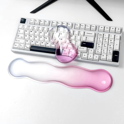 Ergonomic Gel Keyboard and Mouse Wrist Rest Set – Clear Wrist Rest for Computer Keyboard 60%/68%/75%, Comfort & Support for Typing and Gaming (Grey Purple)