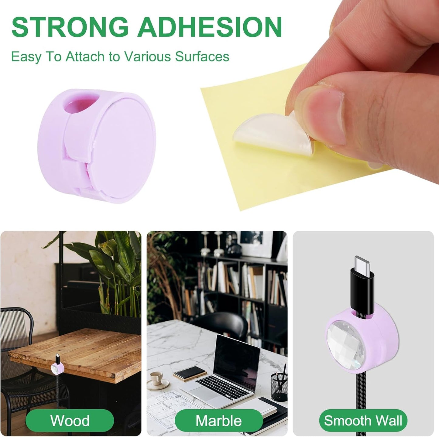 PATIKIL Cable Organizer Holder, 12 Pcs Magnetic Spring Desk Cable Management Clips Adhesive Cord Holder Keeper for Office Desktop Wall Car, Purple