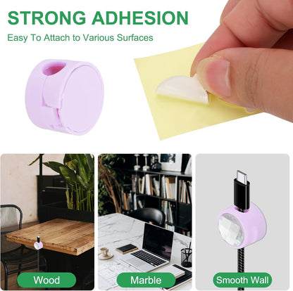 PATIKIL Cable Organizer Holder, 12 Pcs Magnetic Spring Desk Cable Management Clips Adhesive Cord Holder Keeper for Office Desktop Wall Car, Purple