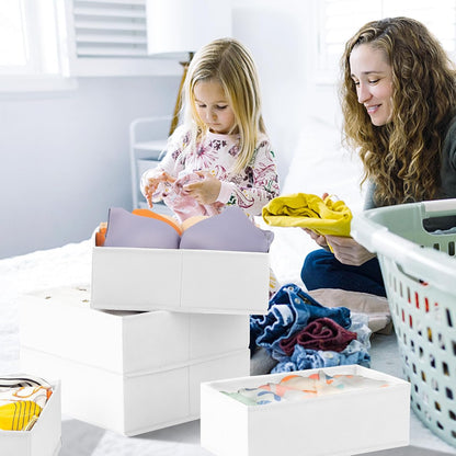 Criusia Drawer Organizer Clothes 12 Pack, Dresser Organizer for Nursery Bedroom Closet Organization and Storage - Baby Clothes Organizer Bins - Drawer Divider for Sock Underwear Bra Ties (Grey)