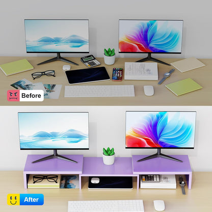 Desk Organizers and Accessories, Dual Monitor Stand Riser, Monitor Desk Shelf for Desktop Organization (Black)