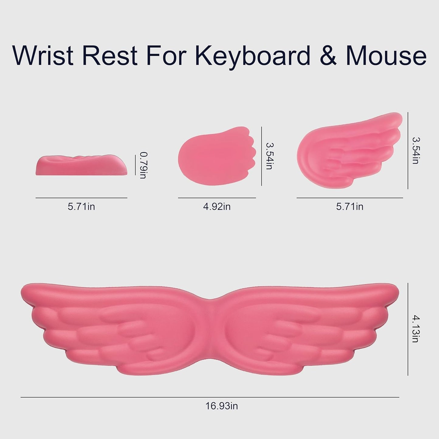 Angel Wing Wrist Rest,Cute Wrist Rest for Keyboard and Mouse,Hand Rests Set Include Ergonomic Keyboard & Mouse Hand Rest and Coaster,Filled Resilient Memory Foam,for Work,Study,Gaming (White)