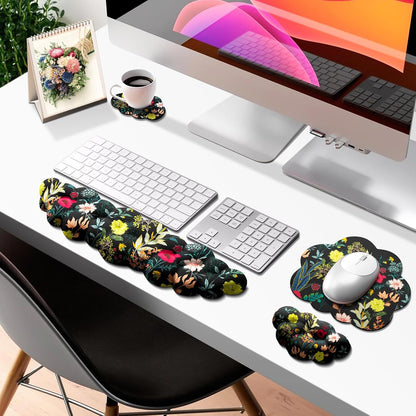JIKIOU Upgrade Leather Cloud Keyboard Wrist Rest, Cloud Wrist Rest with Non-Slip PU Base, Comfortable Memory Foam Wrist Rest for Computer Laptop Mac Gaming Office and Pain Relief Christmas Wish Gift