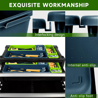[60 PCS Upgraded] FLYVOLE Tool Box Organizer Tray, Toolbox Desk Drawer Organizer, Tool Box Tray, Toolbox Organization Storage for Rolling Tool Chest (60 PCS)