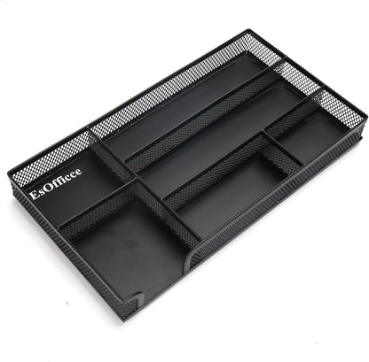 Desk Drawer Organizer, A4 Large Metal Mesh Desk Rrganizer Tray, Versatile Storage Box Set for Office Home Supplies,13 x 9 inches