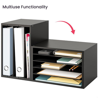 Ballucci 4-Tier Paper Organizer for Desk, Stackable Organizer Tray, Desk Storage Shelves, Stacking Letter Paper Tray Sorter for Classroom, Office, White