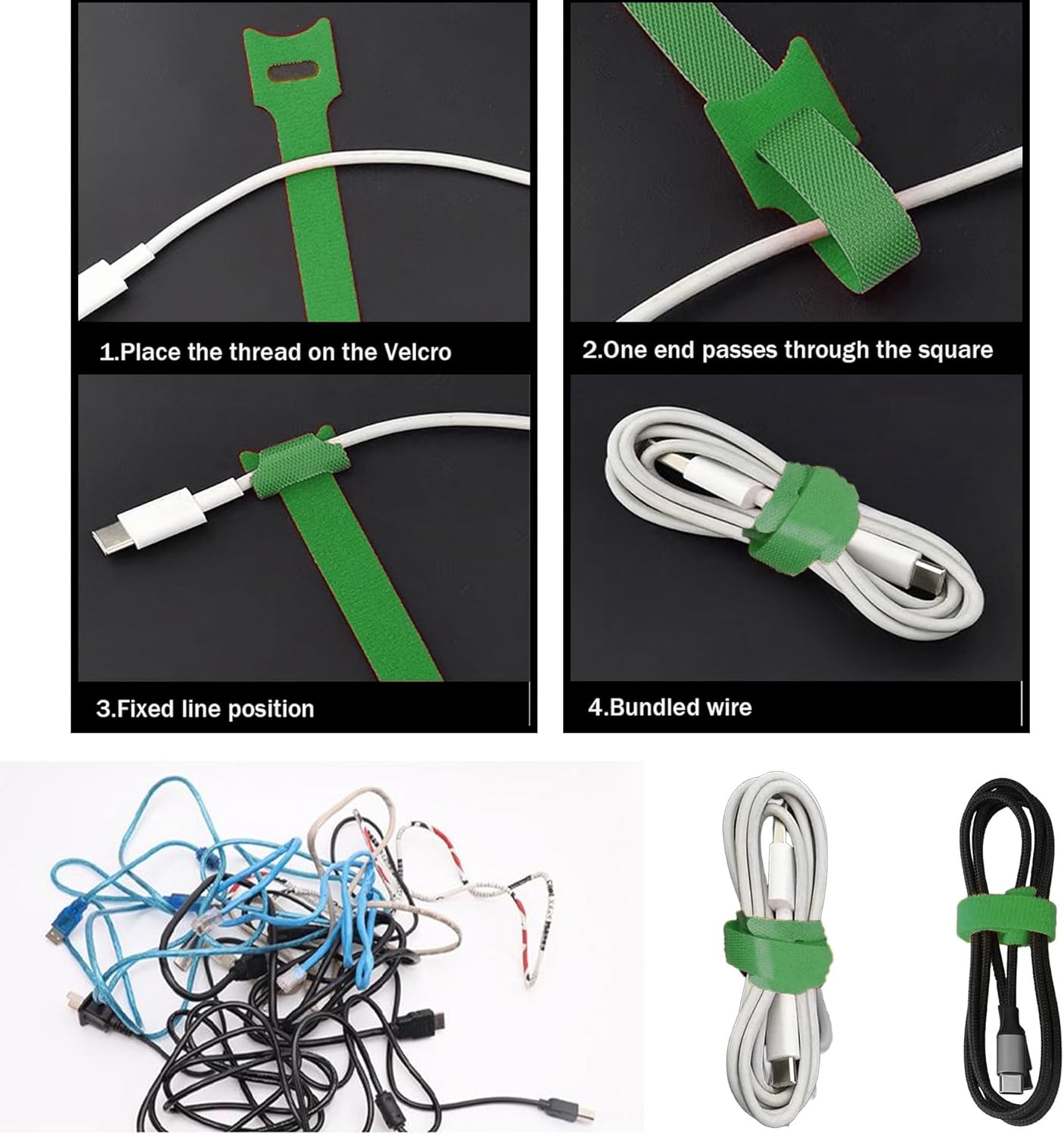 60 Pieces Cable Labels & Reusable Hook and Loop Fastening Ties Set - 30 Pieces Cord or Wire Labels & 30 Pieces Labels for Electronic Cords, Home & Office Cord Management