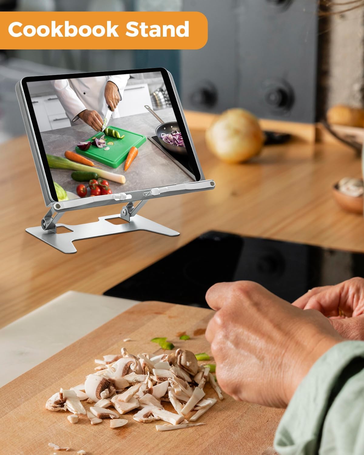 Honagu Adjustable Laptop Stand for Desk, Metal Foldable Laptop Riser, Portable Desktop Book Stand Holder, Ergonominc Computer Notebook Stand Compatible with 10-15.6” Laptops (Silver)
