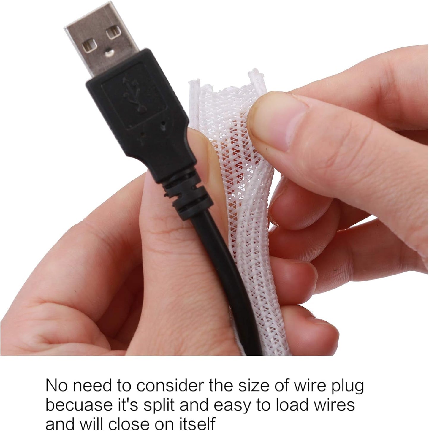 Alex Tech 10ft - 1/2 inch Cord Protector Wire Loom Tubing Cable Sleeve Split Sleeving For USB Cable Power Cord Audio Video Cable – Protect Cat From Chewing - Black