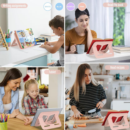 Portable Book Stand Book Holder Book Rest for Kids Reading Hands Free Cookbook Holder Textbook Stands Music Stand Lightweight Waterproof Book Stand Gifts School Supplies (Purple 11.82" *8.26")