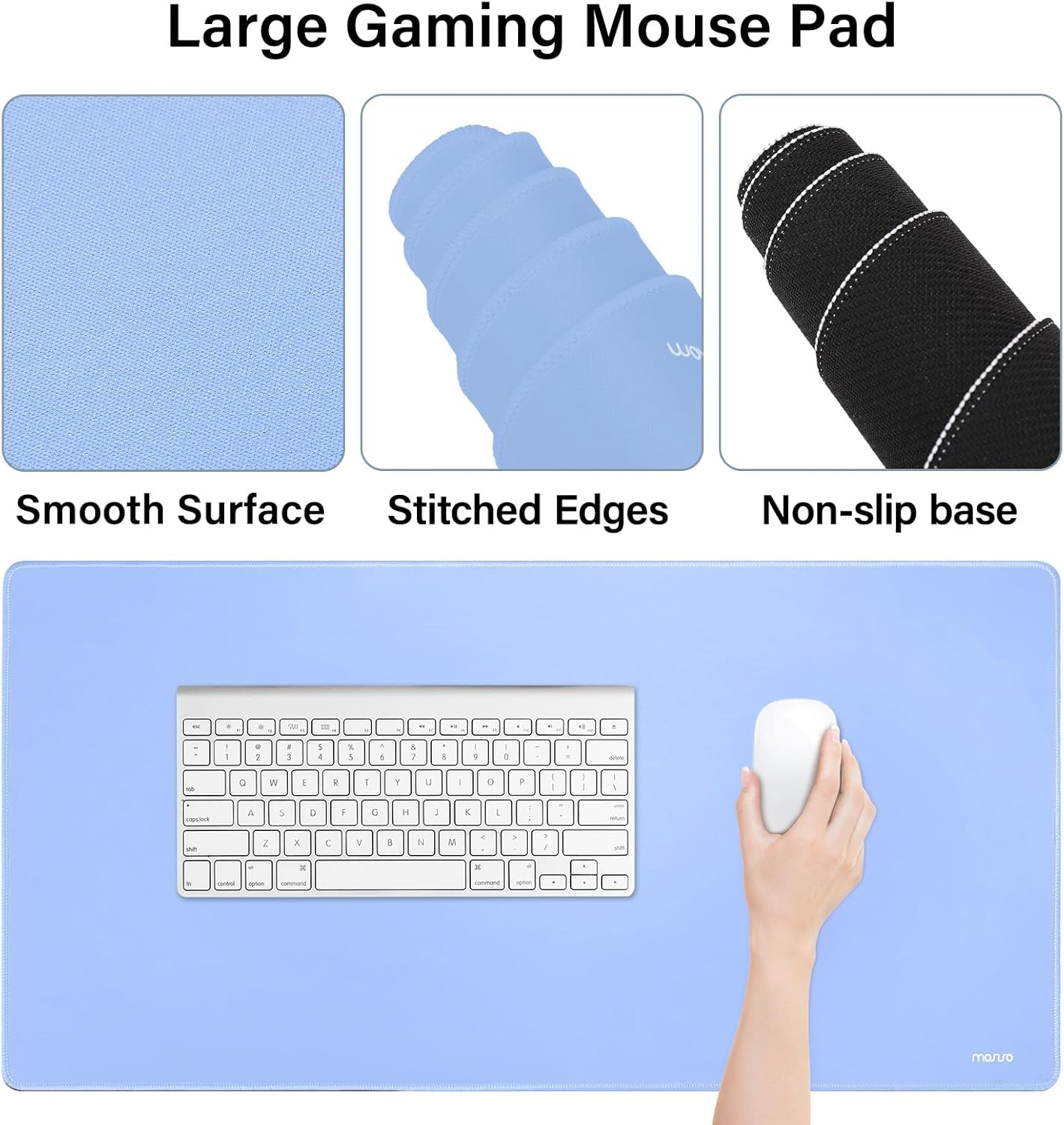 MOSISO Keyboard Mouse Pad Set, Gaming Mouse Pad&Keyboard Wrist Rest&Wrist Rest, Ergonomic Wristrests with Memory Foam Home Office Easy Typing Cushion Non-Slip Mousepad, Purple
