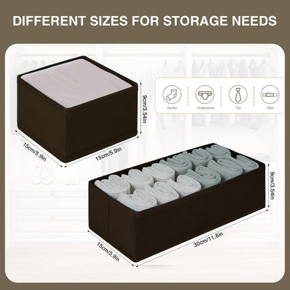 DIMJ Drawer Organizers Clothes, Dresser Organizer Bins for Baby Clothes,Underwear and Sock, Fabric Closet Organization and Storage Boxs, Drawer Dividers for Nursery, Clothing, Tie - 4 Pack, Beige