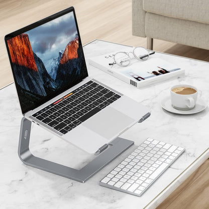 OMOTON Laptop Stand, Detachable Laptop Mount, Aluminum Laptop Holder Stand for Desk, Compatible with MacBook Air/Pro, Dell, HP All Laptops (11-16 inch), Silver