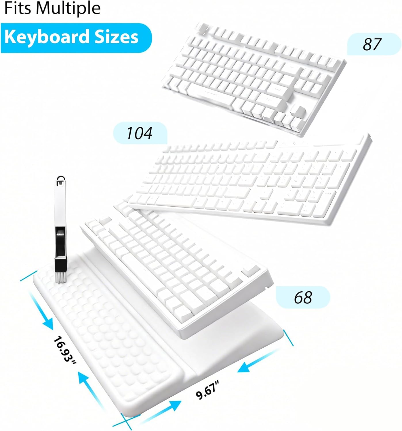 Wrist Rest for Keyboard, Ergonomic Keyboard Stand with Wrist Rest, Soft Memory Foam Wrist pad with Non-Slip Base & Dust Brush, Comfort for Office, Work, Gaming- Black