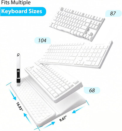 Wrist Rest for Keyboard, Ergonomic Keyboard Stand with Wrist Rest, Soft Memory Foam Wrist pad with Non-Slip Base & Dust Brush, Comfort for Office, Work, Gaming- Black