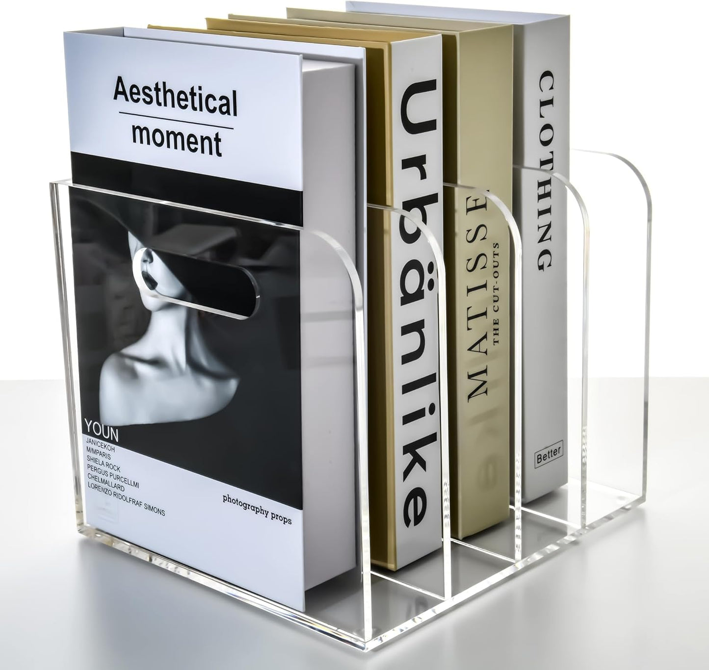 Magazine Holder - Acrylic File Holder and Desk Organizer, Clear Bookend File Sorter, Acrylic Book Organizer and Storage Box for Documents, Magazine Holder Rack for Classroom, Home, and Office