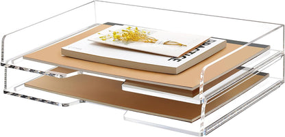 SANRUI 4 Tier Clear Desk Paper Letter Organizer Trays, A4 Stackable File Document Tray, Acrylic Desk Organizers and Accessories Sorter, Workspace Office Supplies Organizers,12.4inx8.86inx6.64in