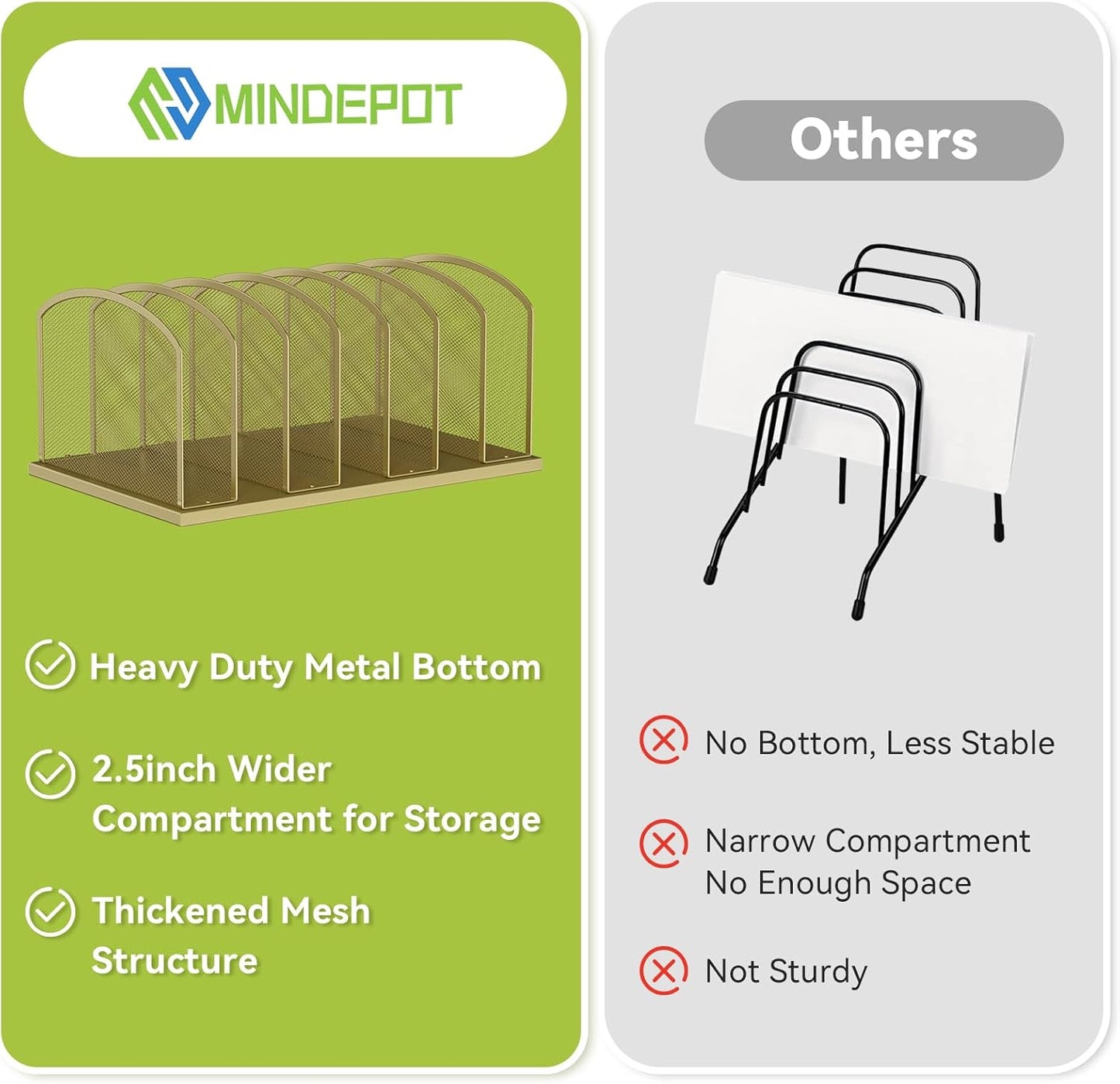 MINDEPOT Desk File Organizer 7 Sections Upright Mesh File Sorter Organizer for Desk, Office Organization File Holder for Home, Office & Classroom (Black, 1Pack)