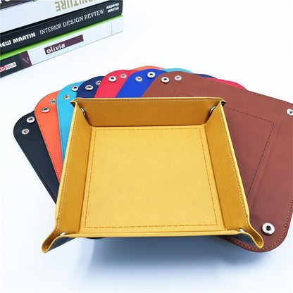 siduater Valet Tray Desktop Storage Organizer, Vegan Leather Catchall Bedside Vanity Tray Nightstand Caddy Holder for Remote Controller, Watch, Keys, Phone, Wallet, Sunglasses, Jewelry - Map
