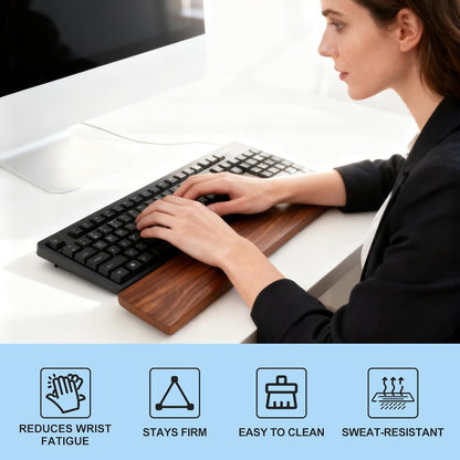 75 Keys Keyboard Wrist Rest - Ergonomic Walnut Wood Palm Rest for Mechanical Keyboard, Non-Slip, Comfortable Typing and Gaming (75 Keys)