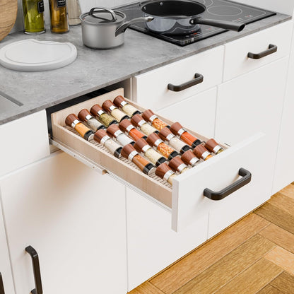 Yieach 4 Pack Adjustable Narrow Spice Rack for Drawer - Expandable From 9" to 17.7" - Acrylic Drawer Seasoning Organizer,Tiered Clear Spice Tray for Spices,Condiment,Nail Polish and Jar Organization
