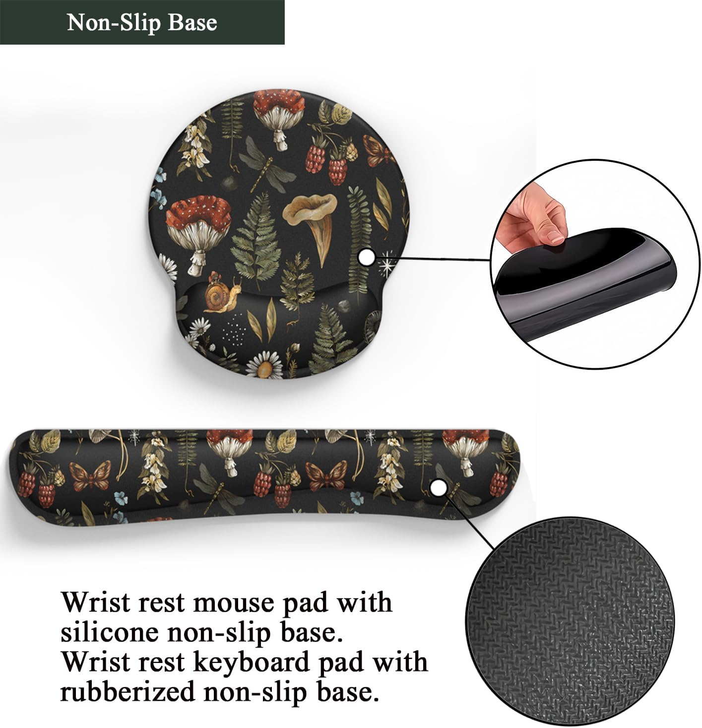 Ghost Book Mousepad with Wrist Rest Halloween Computer Keyboard Mouse Pad Black Cute, Mouse Pad with Wrist Rest for Computer Keyboard, 2 In1 Mousepad with Wrist Support Easy Typing&Relieve Wrist Pai