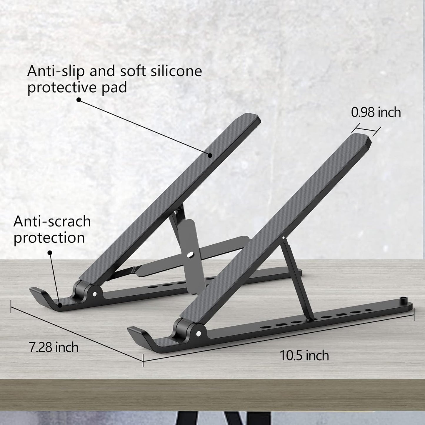 Laptop Stand for Desk, Adjustable Laptop Riser Foldable Portable Laptop Holder, Ventilated Cooling Notebook Stand for 10-15.6” Laptop,Tablet-White