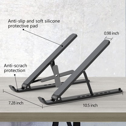 Laptop Stand for Desk, Adjustable Laptop Riser Foldable Portable Laptop Holder, Ventilated Cooling Notebook Stand for 10-15.6” Laptop,Tablet-White