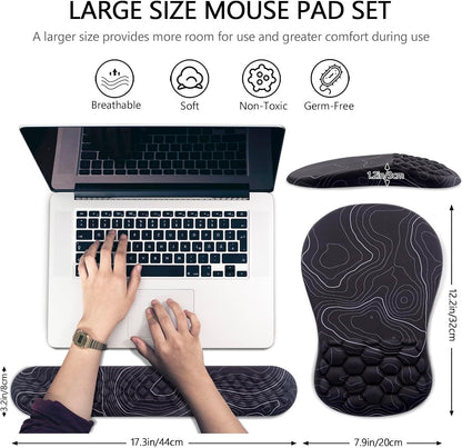 Mouse Pad Wrist Support, Laokiiy 2 in1 Keyboard Wrist Rest+ Ergonomic Mouse Pad, Non-Slip Wrist Rest for Computer Keyboard, Made Easy Typing & Relieve Wrist Pain（Banana Leaf Green）