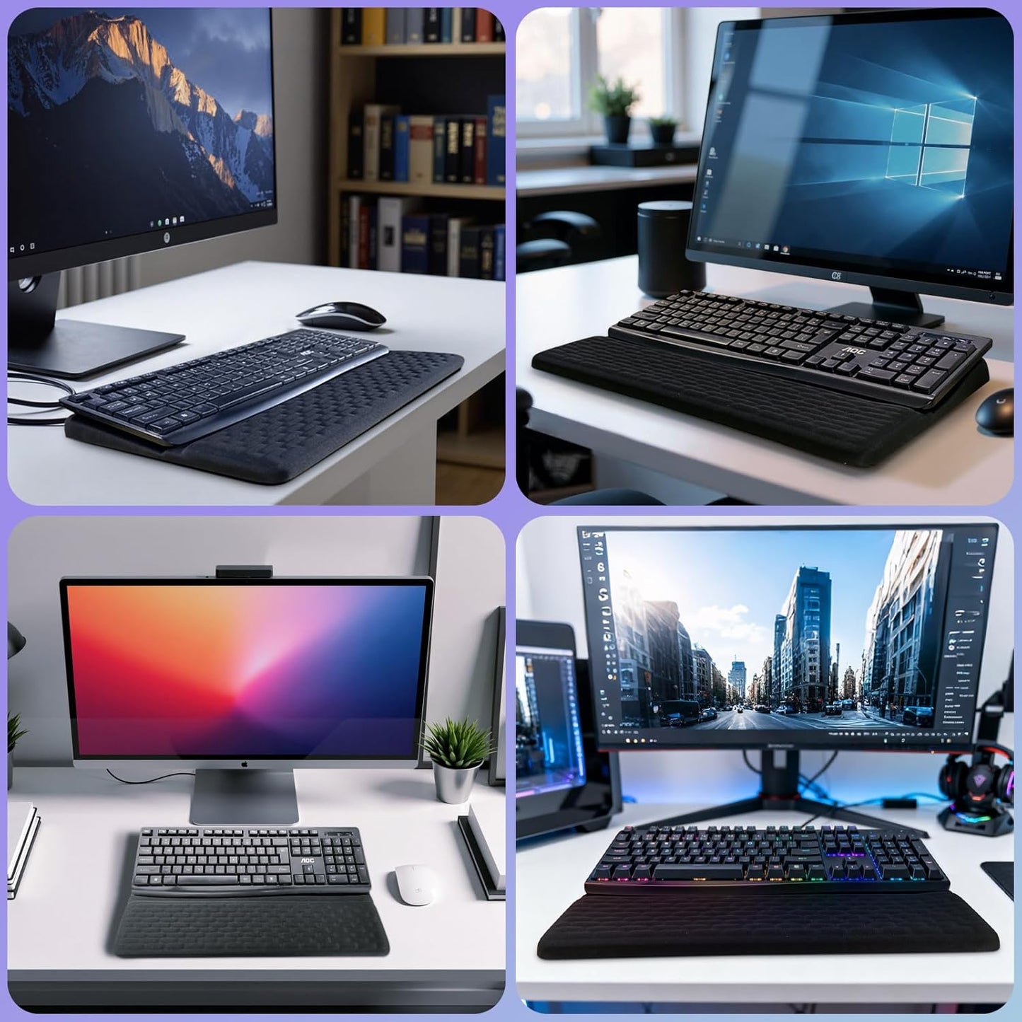 Wrist Rest with Keyboard Stand, Computer Wrist Support Pad, Ergonomic Keyboard Riser Holder Lifter Tray with Wrist Pad, Memory Foam Desk Cushion, Palm Hand Typing for Office Home School
