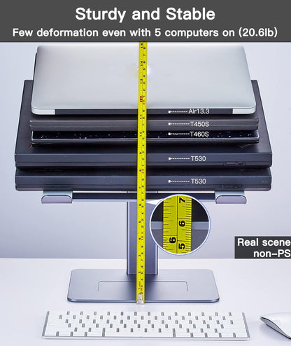 Laptop Stand for Desk, Ergonomic Aluminum Laptop Stand Adjustable Height from 7-15", Sitting and Standing Laptop Riser for 10-17" Notebook