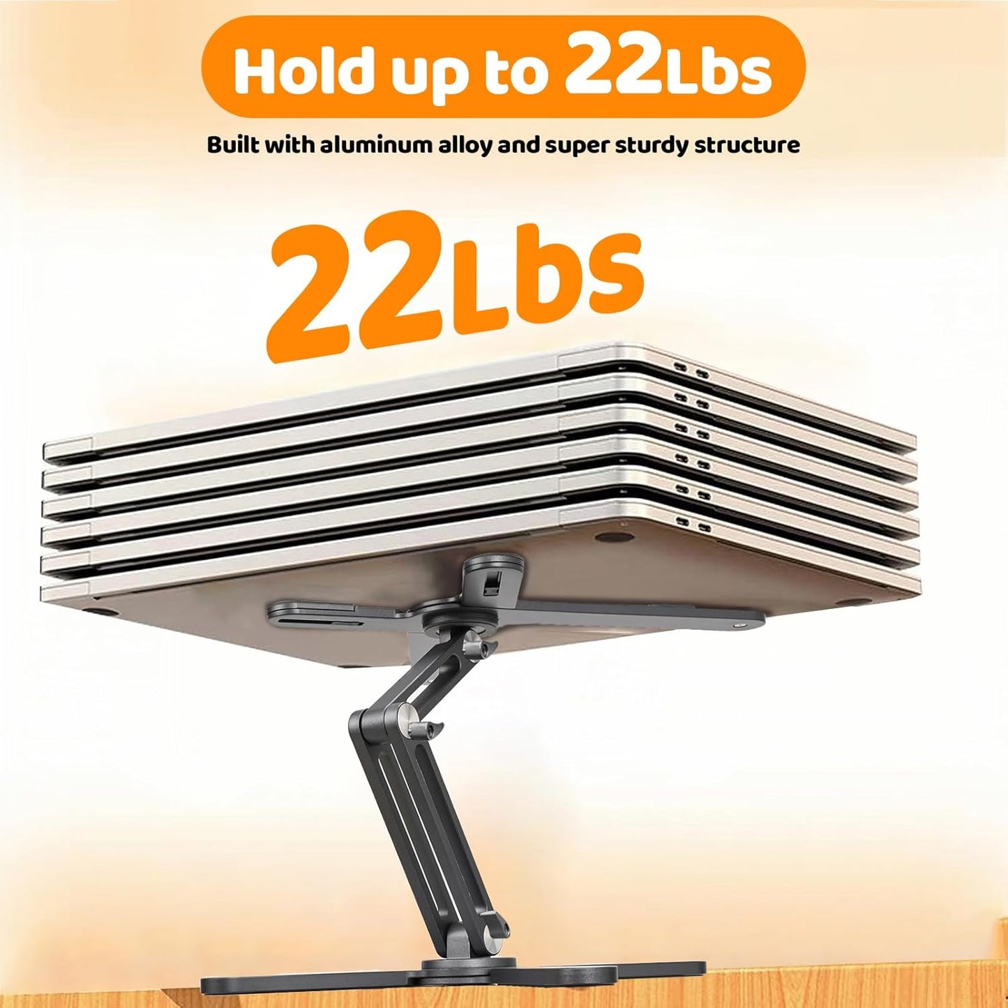 Moallia Laptop Stand with 360 Rotating Base, Computer Notebook Laptop Riser Metal Holder for Desk Collaborative Work, Fully Foldable for Easy Storage, Fits All MacBook, Laptops up to 16 inches