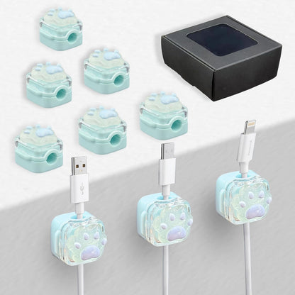 9Pack Magnetic Cable Clips for Nightstand, Adhesive Night-Glowing Cord Holder Organizer for Office Home Desk Wall Car (Star Cat Strawberry)