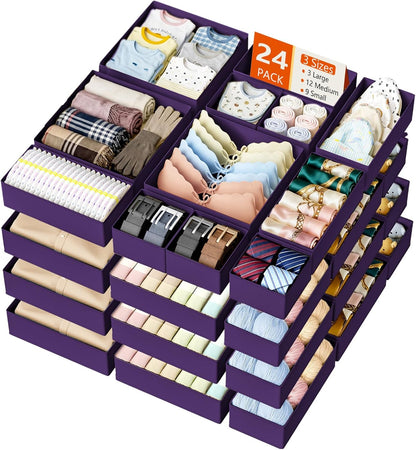 DIMJ Drawer Organizer Clothes - 20 Pack Closet Drawer Organizer Bins for Baby Clothes Storage, Fabric Dresser Organizer for Nursery Bedroom, Foldable Small Drawer Dividers for Underwear Socks
