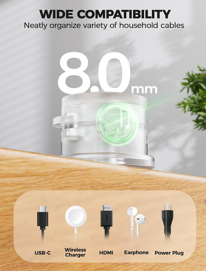 9 Pack Magnetic Cable Clips - gliship [Upgraded 360° Rotatable] Cord Organizer, Strong Magnetic Cord Holder, Adhesive Wire Keeper, Phone Cord Holder, Nightstand Wire Keeper Desk Decor, Tidy Helper