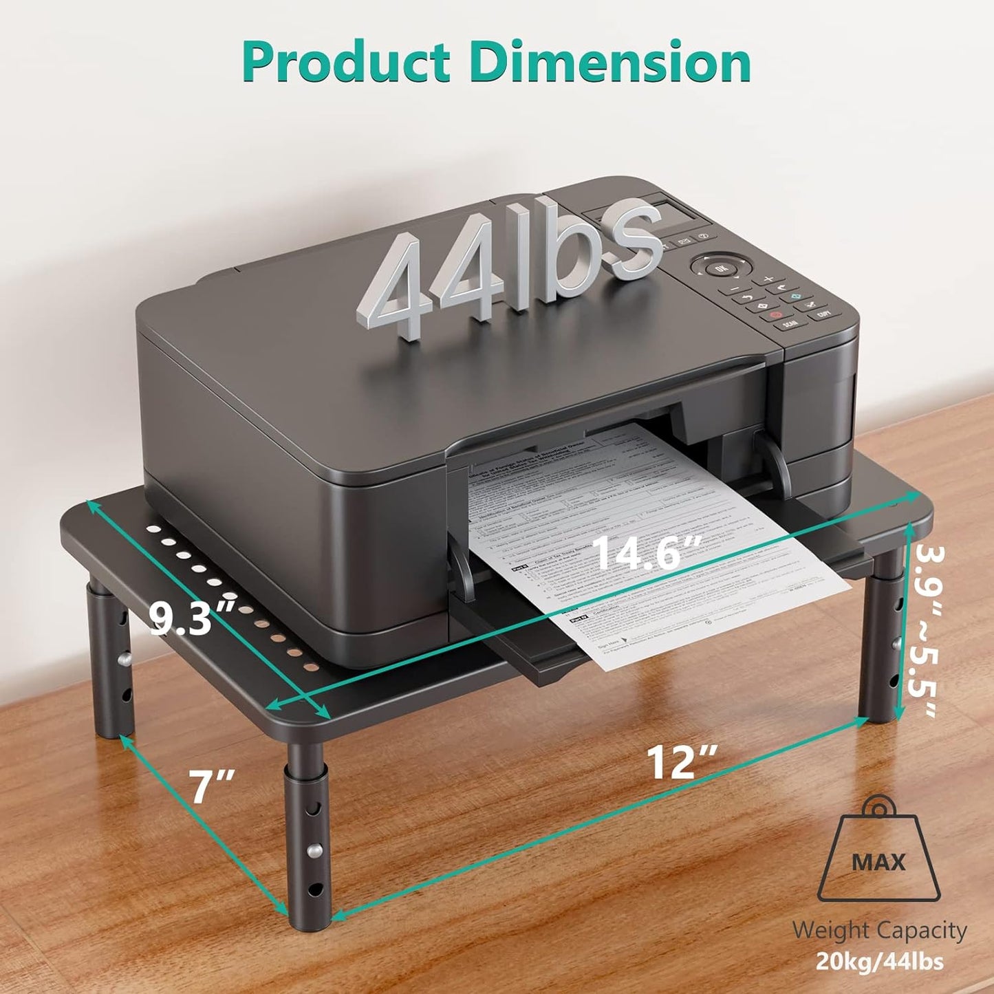 WALI Computer Monitor Stand with Storage, Desk Monitor Riser 3 Height Adjustable, Laptop Riser with Airflow Vents, Desk Organizer for Computer, Laptop, Printer (PTT002-B), 1 Pack, Black